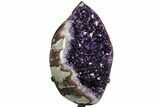 Amethyst Geode Section With Metal Stand - Uruguay #153585-1